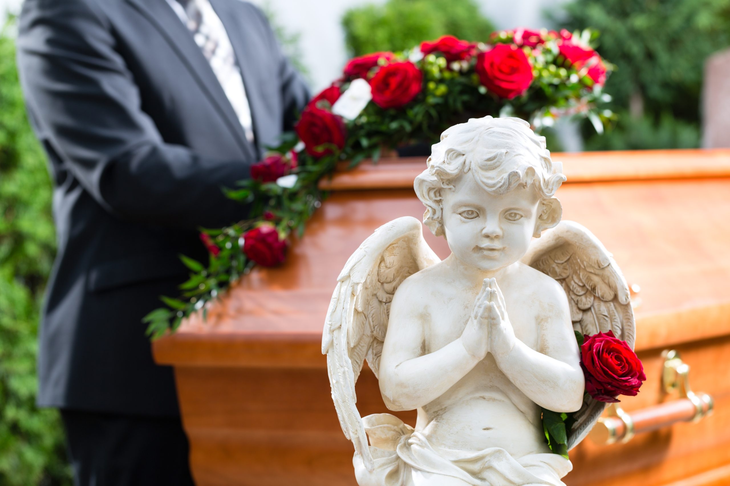 angel statue at a funeral