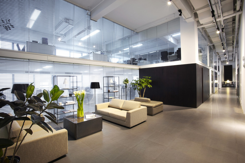 Modern office design with comfortable seating
