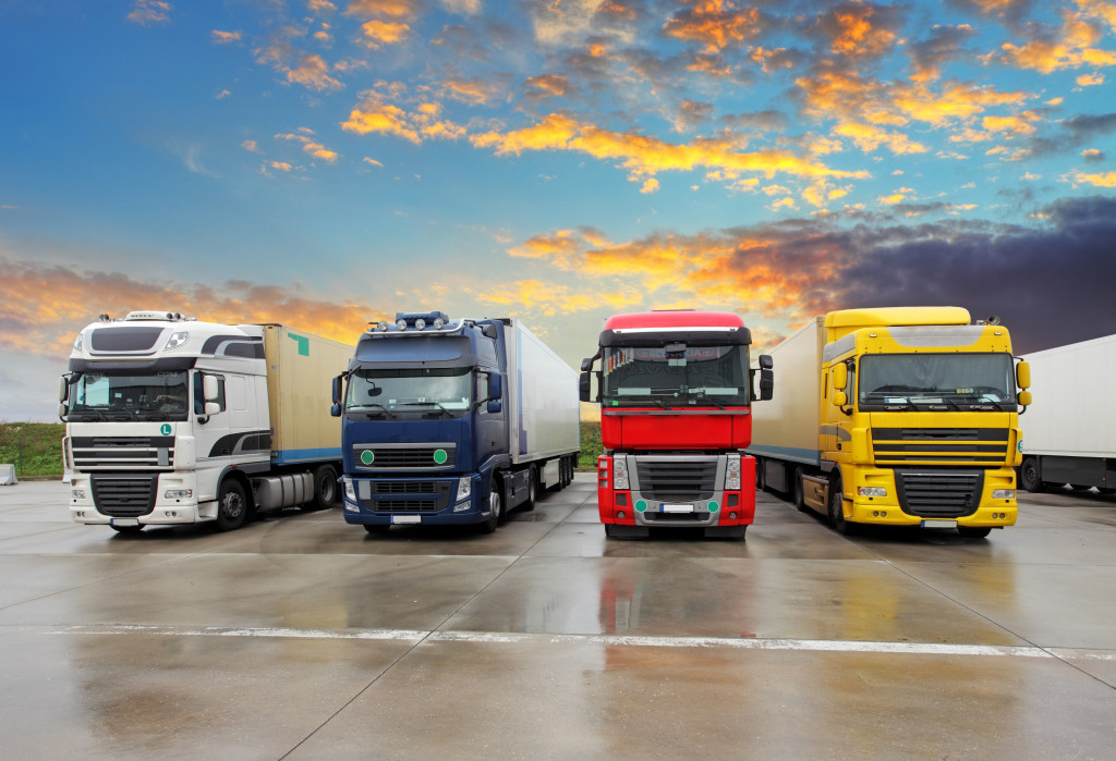 A fleet of trucks ready to go