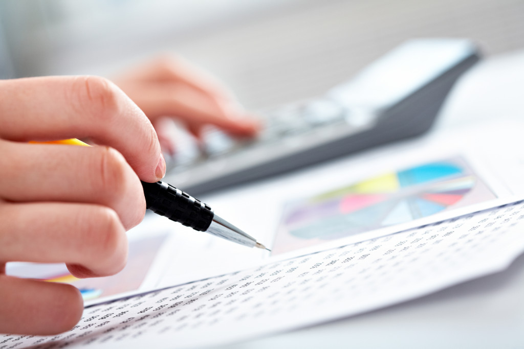 An accountant analyzing financial data