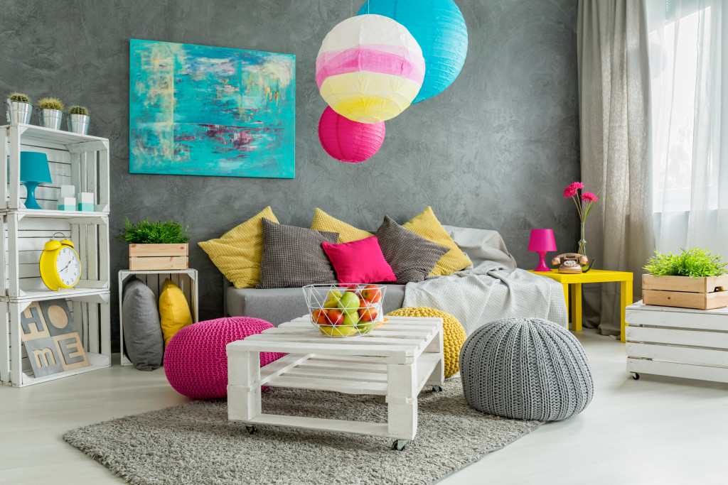 colorful furniture with art